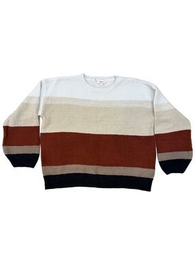 Elan Striped Earth Tones Sweater-Size Small